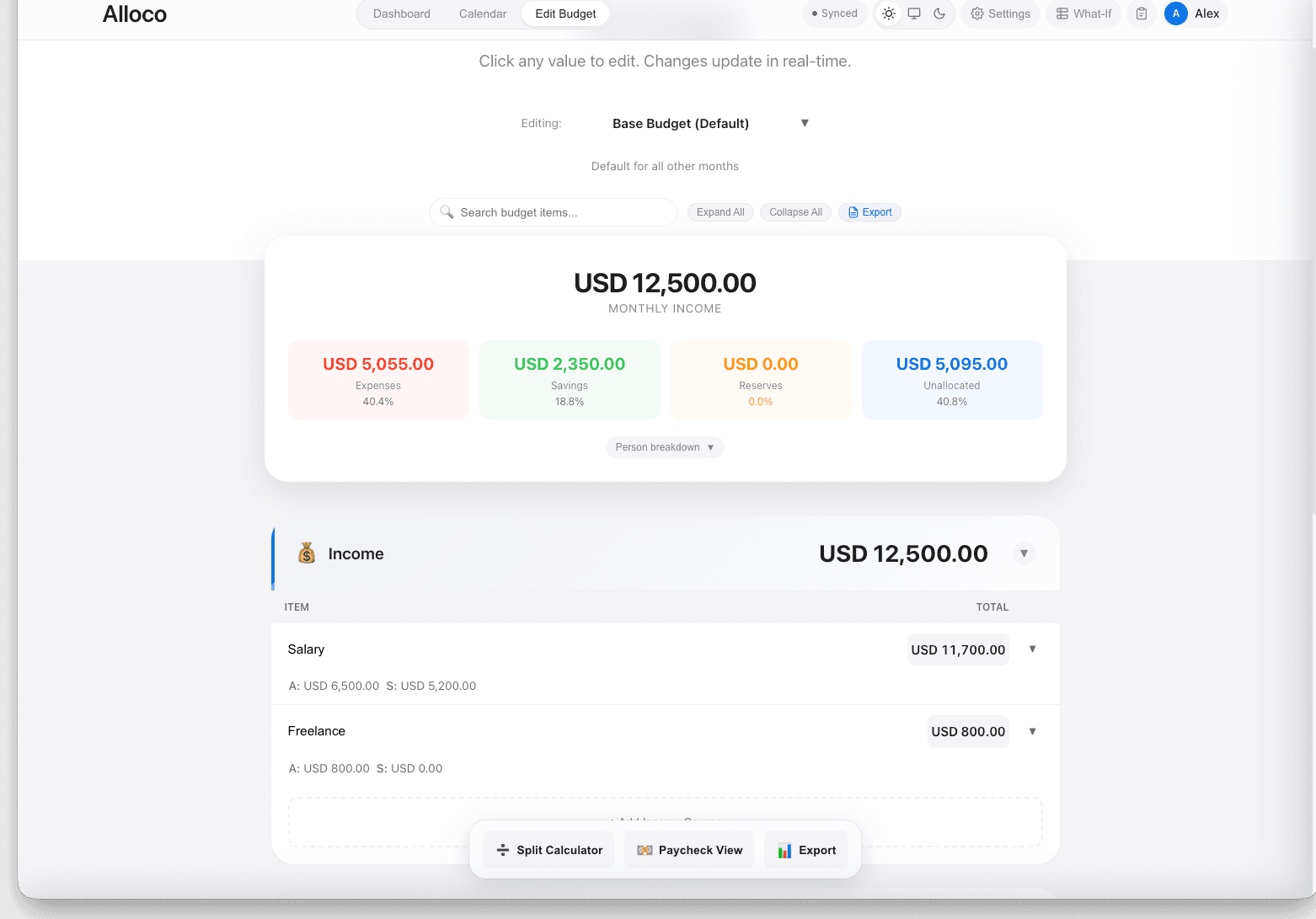 Multiple budget templates for different months